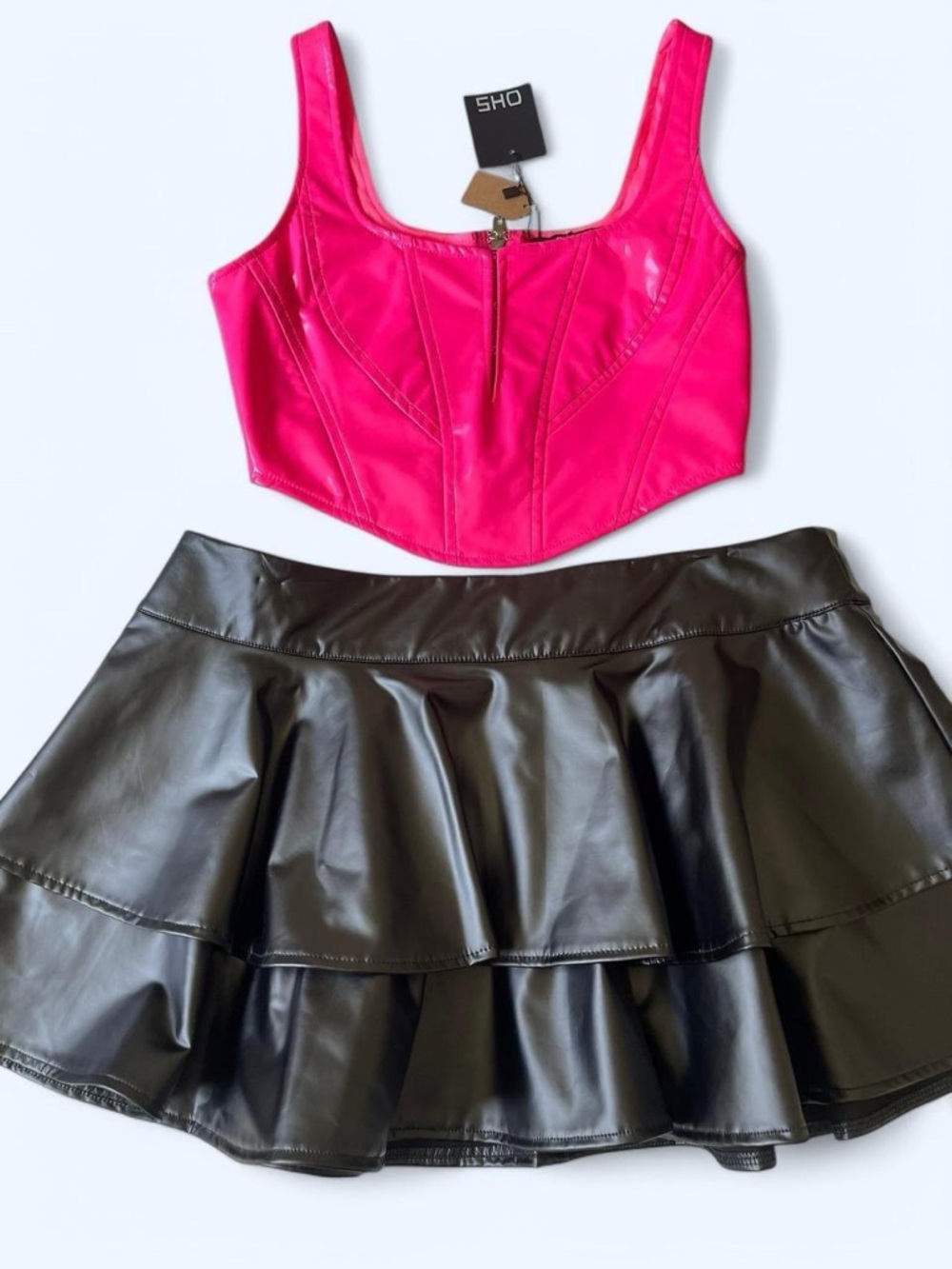 Faux Leather Tiered Mini Skirt 🖤